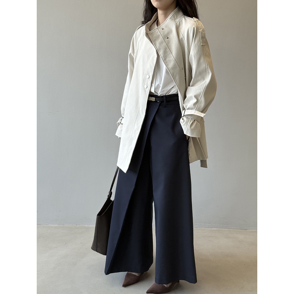 Women's Clothing Women's Clothing Yanshuang British Style Stand Collar Trench Women, Loose Casual Tie Waist Short Coat For Autumn 82585_voghion.com