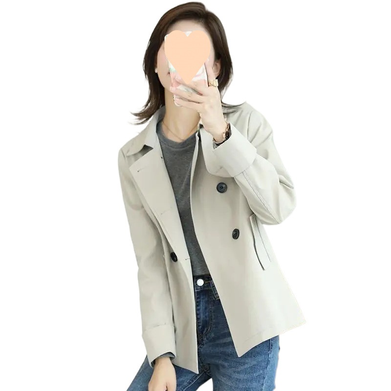 Damenjacke 2025 Neuer Stil Kurz Locker Vielseitig Lässig Herbst Petite Trenchcoat_voghion.com