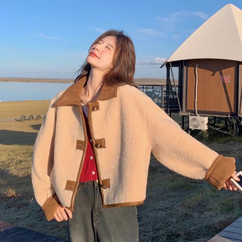 Women's Clothing Women's Reversible Sheepskin Coat Women, Autumn 2025 New Thickened Short Suede Coat For Early Winter_voghion.com