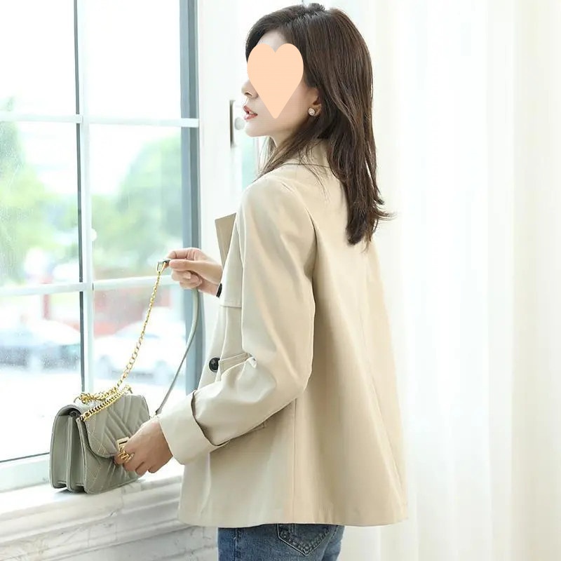 Damenjacke 2025 Neuer Stil Kurz Locker Vielseitig Lässig Herbst Petite Trenchcoat_voghion.com