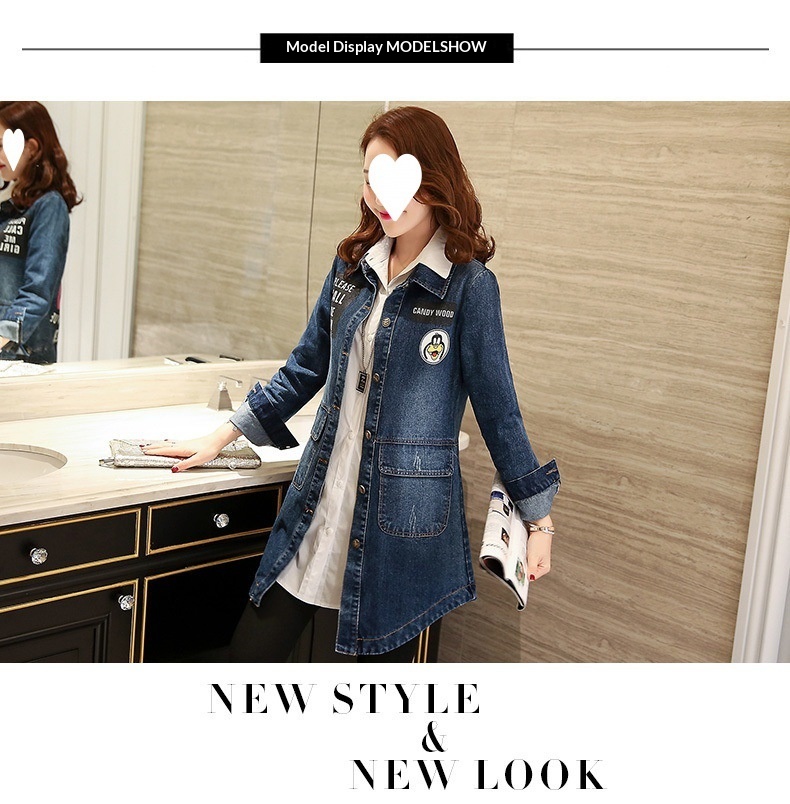 Women's Clothing Women's Spring And Autumn New Jacket Women, Mid-Length Versatile Slim Fit Denim Coat, Plus Size Trench Coat For Women_voghion.com