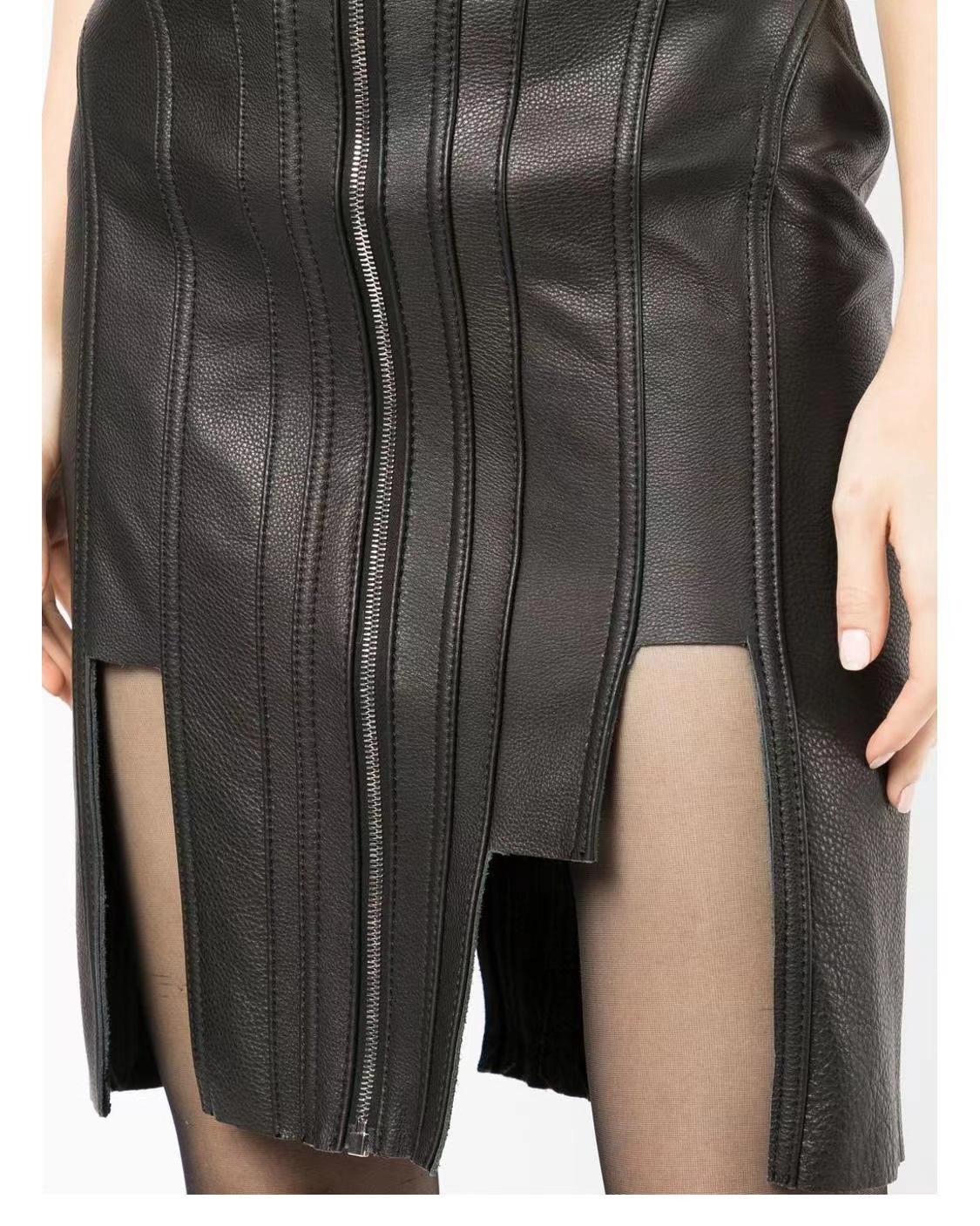 ChicShe ChicShe Haut tube noir moulant en cuir PU pour femme, style européen et américain, robe de soirée élégante et fuselée, best-seller_voghion.com