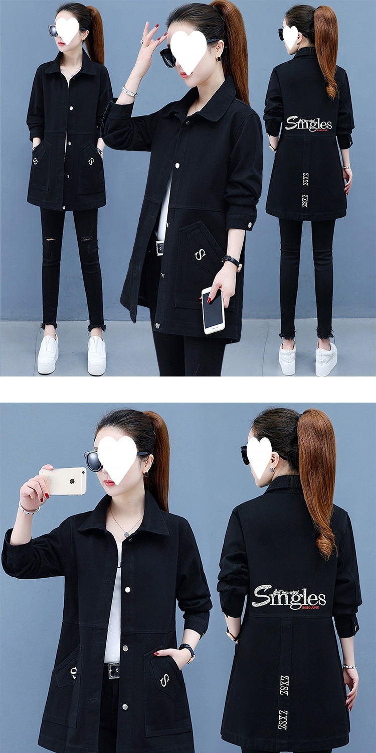 Women's Clothing Women's Spring And Autumn New Jacket Women, Mid-Length Versatile Slim Fit Denim Coat, Plus Size Trench Coat For Women_voghion.com