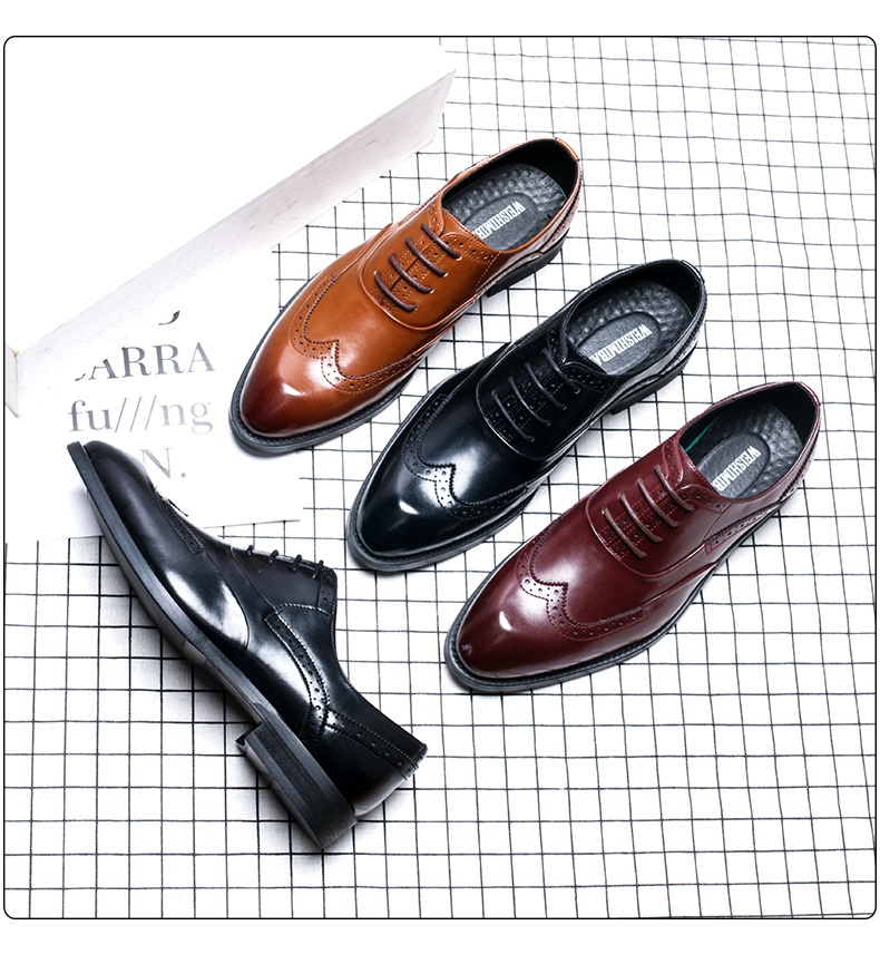 WalkPrime 2024 Novo modelo British Brogue Casual Moderno Respirável e Elegante em Couro com Bico Fino para Negócios Formais_voghion.com