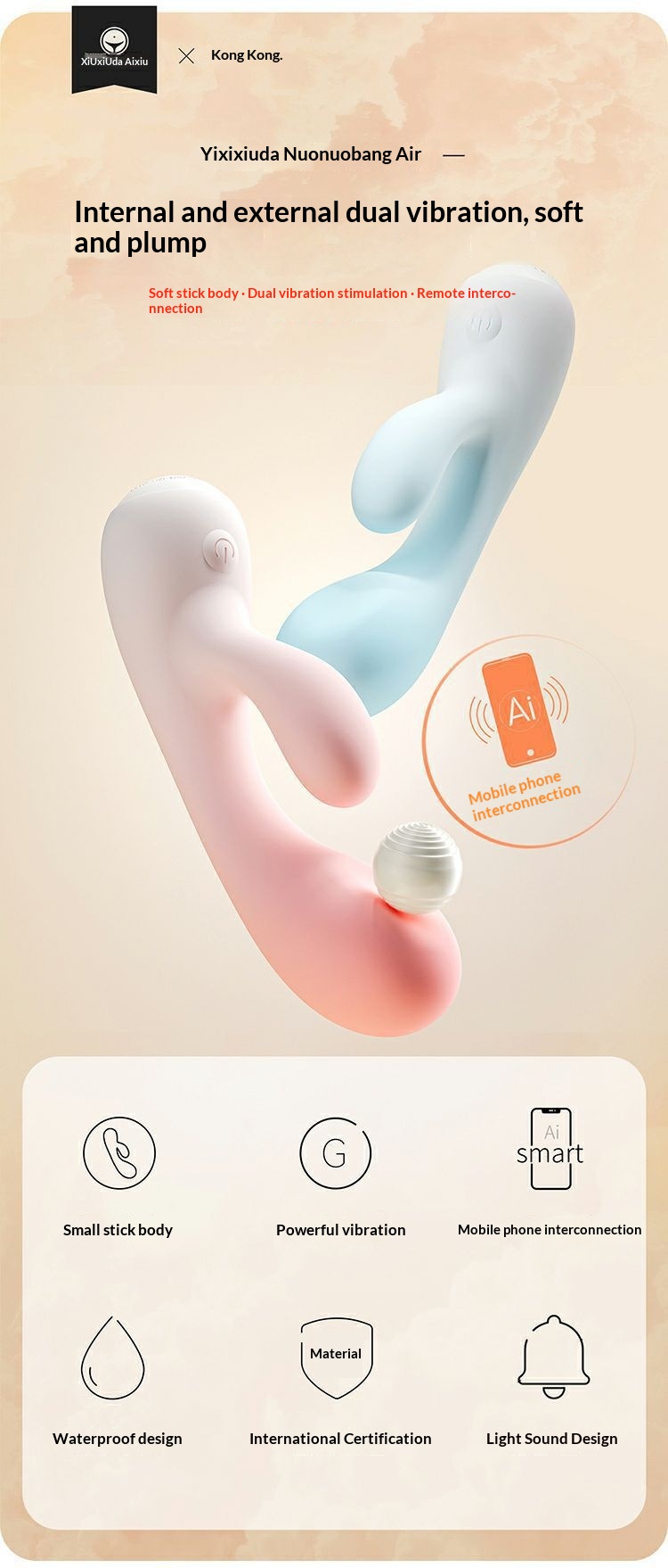 Eros Lab Shy Nuo Air Vibrateur à tête souple avec télécommande et double vibration pour massage féminin_voghion.com