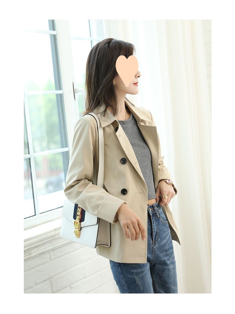 Damenjacke 2025 Neuer Stil Kurz Locker Vielseitig Lässig Herbst Petite Trenchcoat_voghion.com