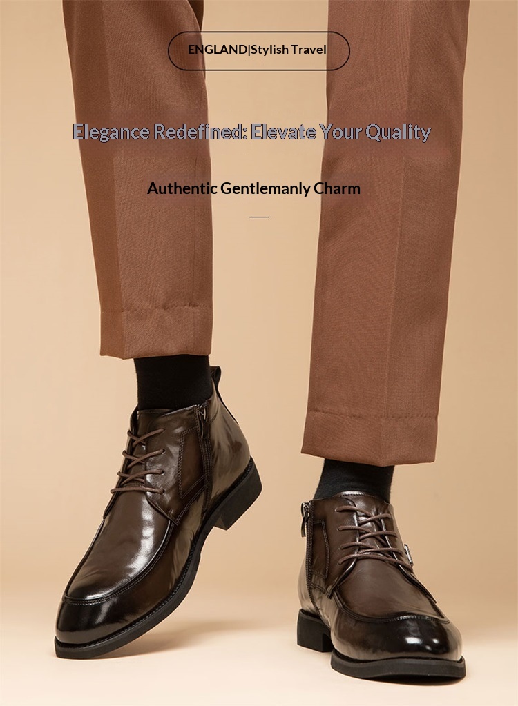 Bottes Martin authentiques Glide Glide Automne Hiver pour homme, montantes, doublure polaire, style britannique, élégantes et décontractées, en cuir._voghion.com