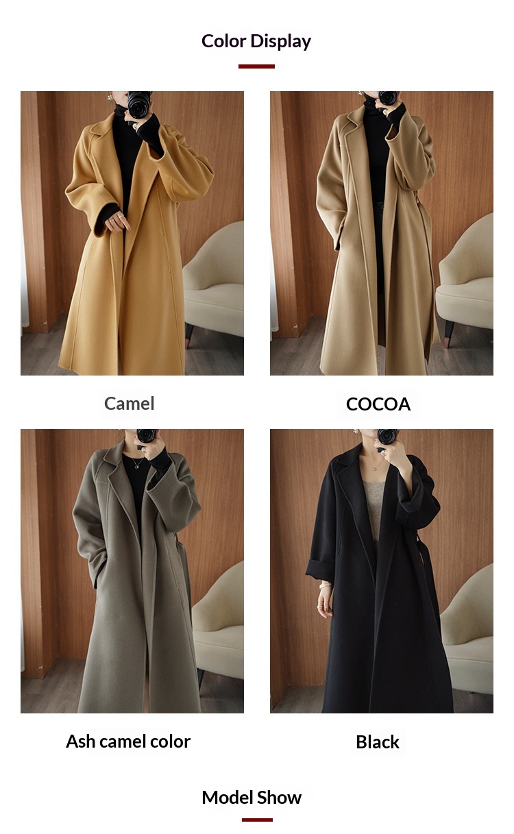 Women's Clothing Double-Sided Cashmere Coat For Women, Mid-Length, Over-The-Knee, Loose Fit, Plus Size Woolen Coat, Autumn Winter_voghion.com