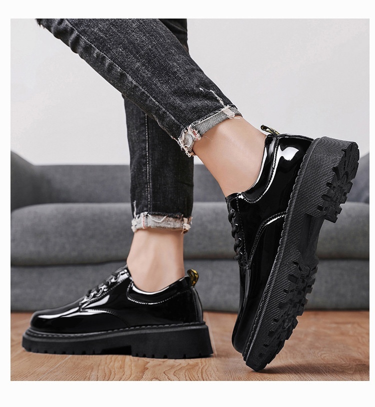 Chaussures Voyage New Korean Style tendance, polyvalentes et élégantes pour hommes, à lacets, décontractées, en cuir noir, style britannique, pour jeunes._voghion.com