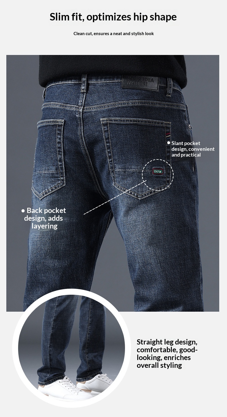 Jeans caldi da ragazzo, gamba dritta, autunno inverno, nuovi, foderati in pile, cotone spesso elasticizzato, vestibilità slim, pantaloni casual da uomo_voghion.com