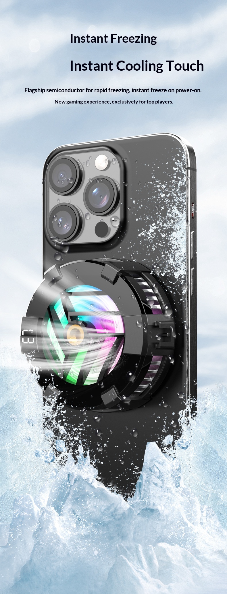 Digitex Mobile Phone Cooler Semiconductor True Game No Frame Drops Magnetic Back Clip Fan Rapid Cooling Black Technology_voghion.com