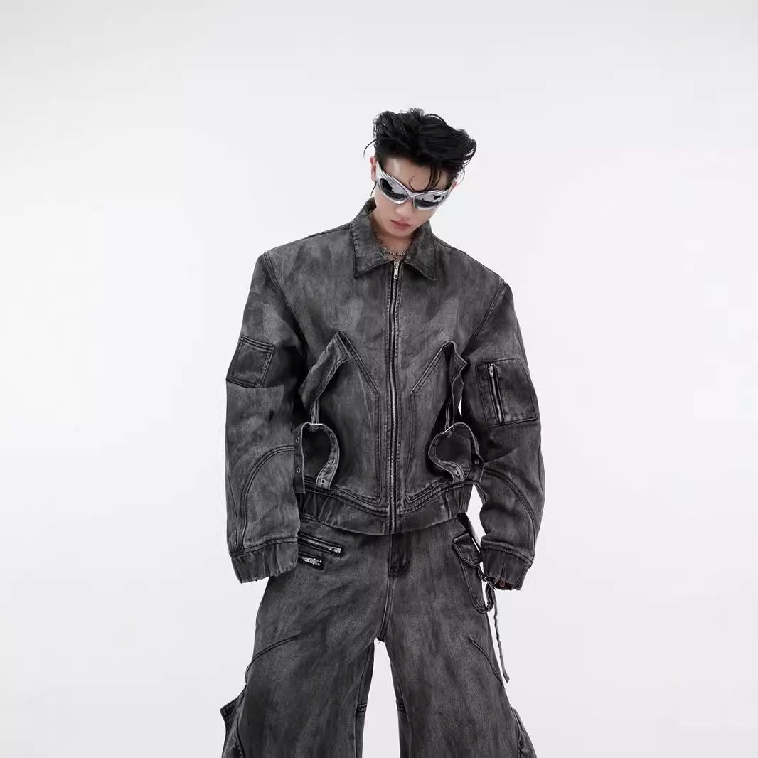 Jeans a zampa lavati e stropicciati in stile retrò, stile Wasteland, stile High Street, da uomo, europei e americani, alla moda, a gamba larga_voghion.com