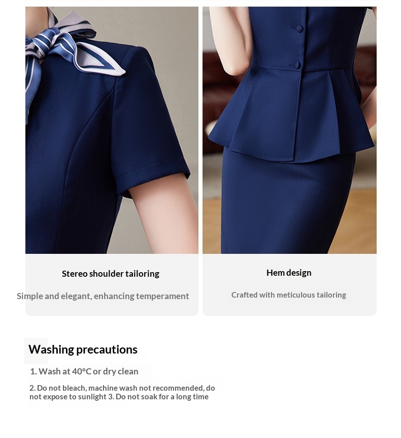 ChicShe Short Sleeve Suit Set For Women Professional Wear Summer Department Jewelry Store Sales Uniform Beautician Front Desk_voghion.com
