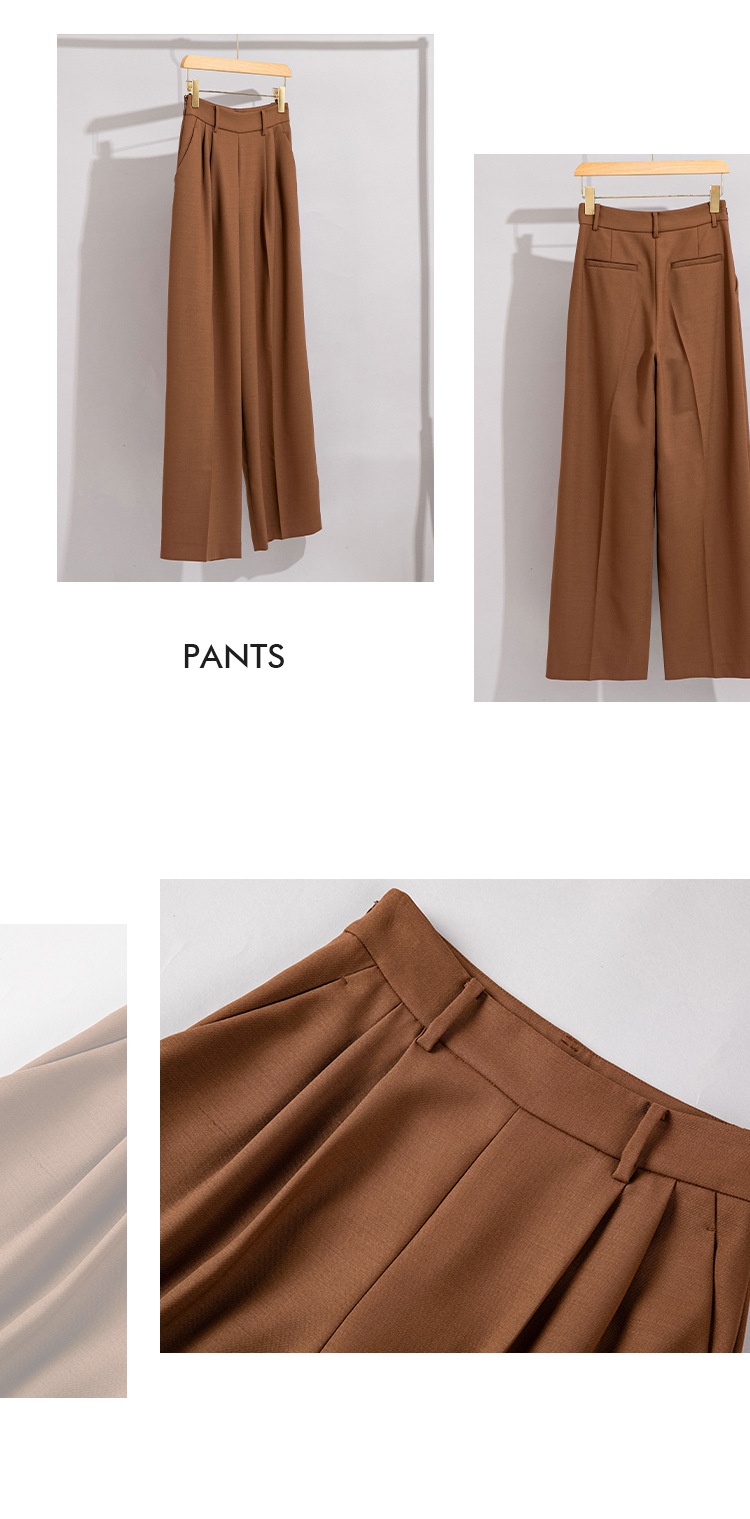 Completo da donna in lana ChicShe, due pezzi, professionale, elegante, con pantaloni a gamba dritta e larga, blazer piccolo_voghion.com