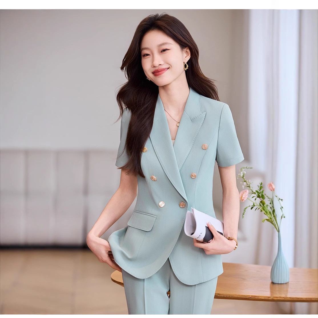 ChicShe Nuovo abito estivo professionale da donna a maniche corte, abito da lavoro, estetista, reception dell'hotel, negozio di gioielli_voghion.com