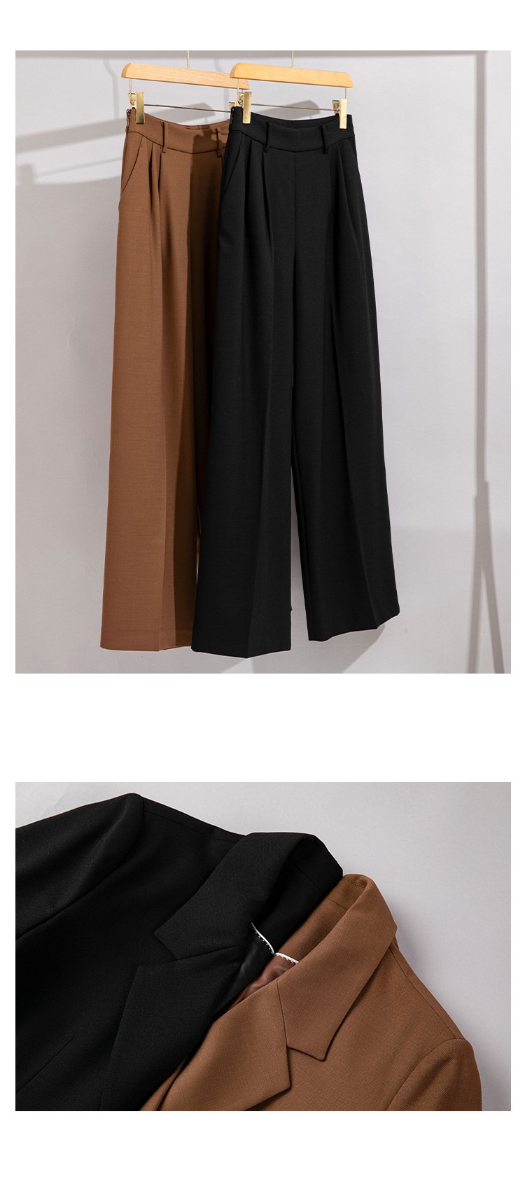 Completo da donna in lana ChicShe, due pezzi, professionale, elegante, con pantaloni a gamba dritta e larga, blazer piccolo_voghion.com