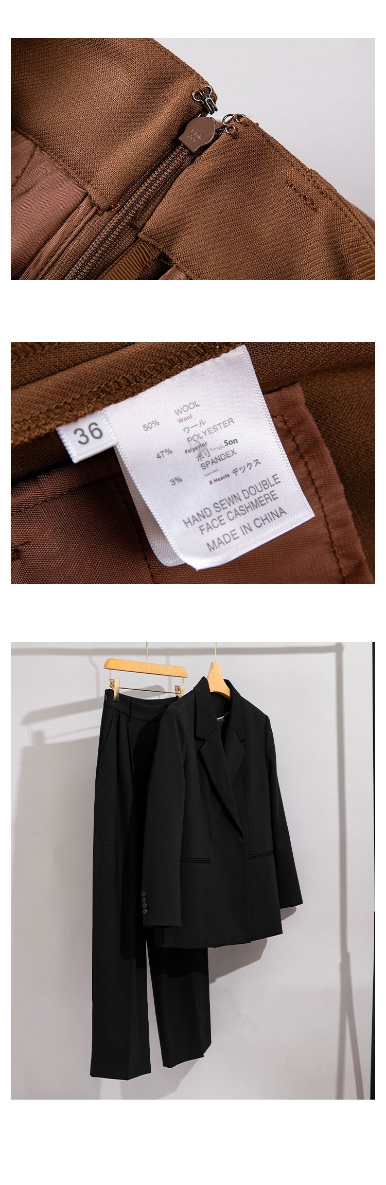 Completo da donna in lana ChicShe, due pezzi, professionale, elegante, con pantaloni a gamba dritta e larga, blazer piccolo_voghion.com