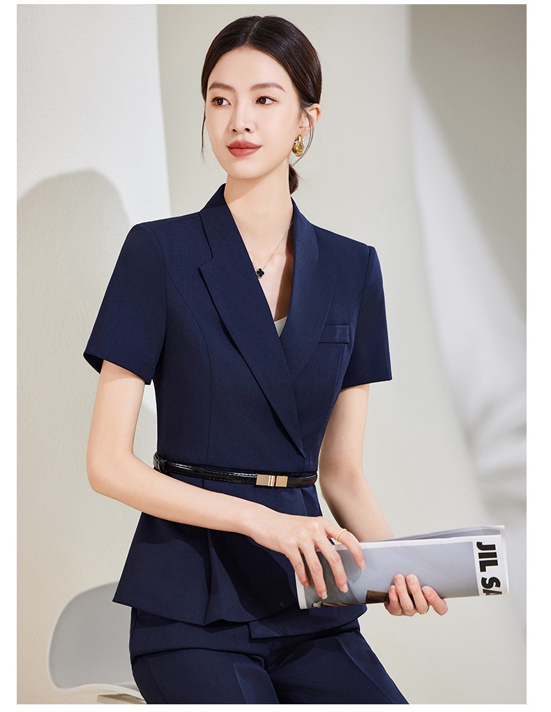 ChicShe Abito estivo sottile a maniche corte professionale per donna Elegante uniforme da receptionist di hotel, abbigliamento da lavoro per negozi di gioielli_voghion.com