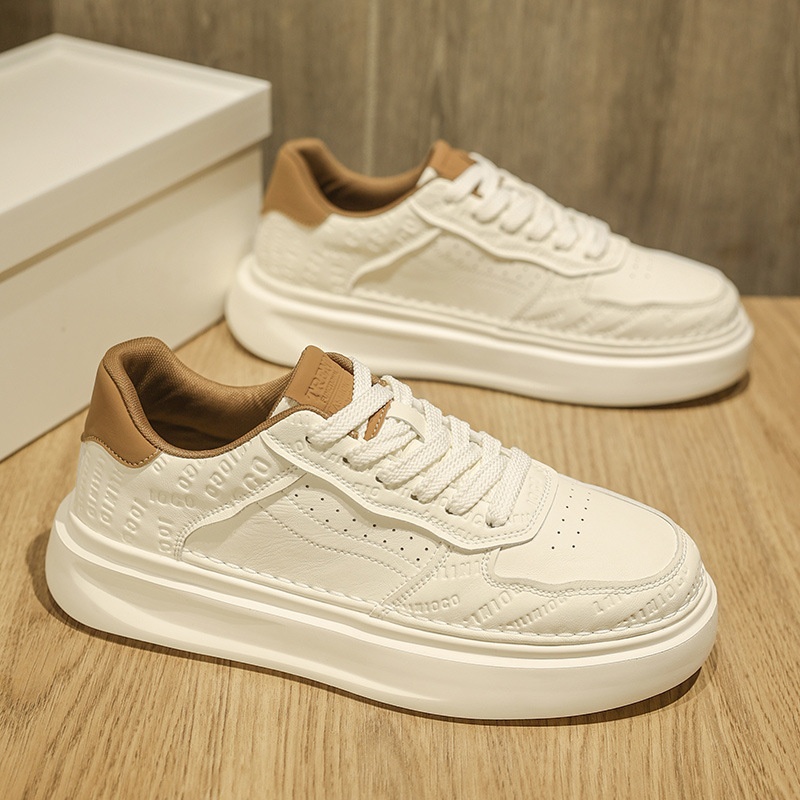 Glide European Suit British Style Thick-Soled White Autumn Breathable Thin Non-Slip Men's Trendy Shoes_voghion.com