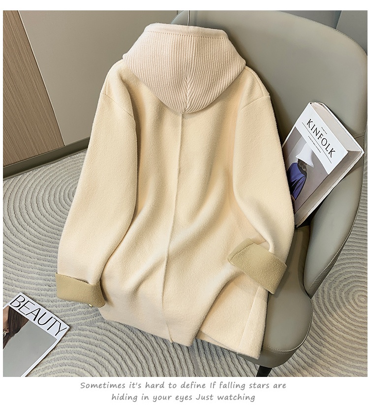 2025 Women's Clothing Women's Mid-Length Hooded Coat, Thickened Spring And Autumn, Size, High-End Elegant Wool Overcoat For Plus Size_voghion.com