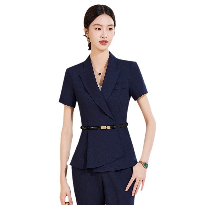 ChicShe Abito estivo sottile a maniche corte professionale per donna Elegante uniforme da receptionist di hotel, abbigliamento da lavoro per negozi di gioielli_voghion.com