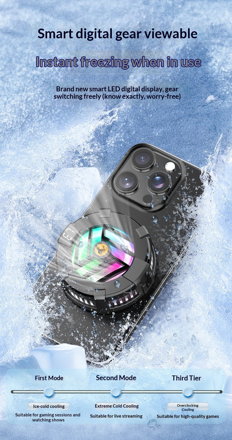 Digitex Mobile Phone Cooler Semiconductor True Game No Frame Drops Magnetic Back Clip Fan Rapid Cooling Black Technology_voghion.com