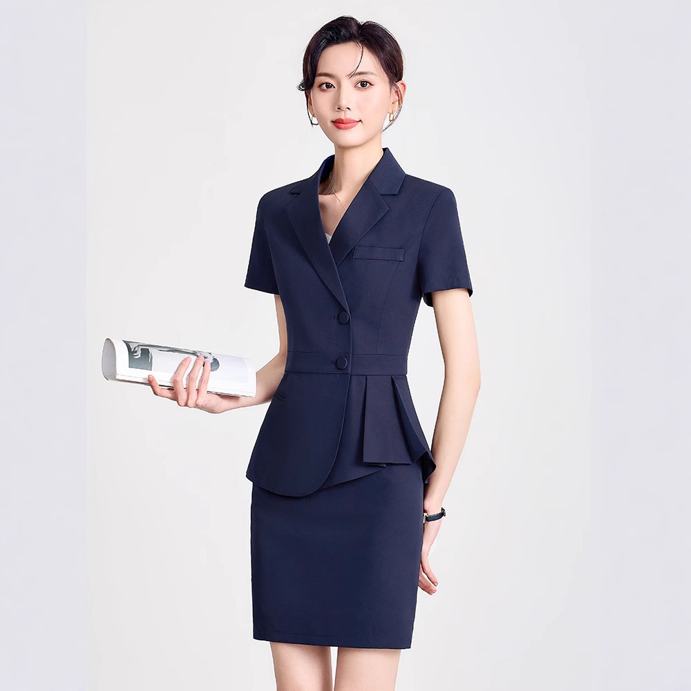 ChicShe Professional Gray Short Sleeve Small Suit Collar Jacket Women Pants Skirt Summer Outfit 2025 New Three-Piece Set_voghion.com