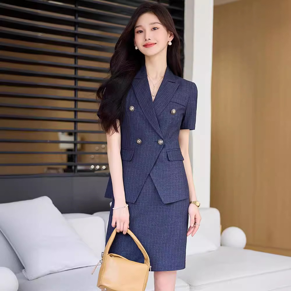 ChicShe High-End Striped Suit Set For Women Summer 2025 New Professional Formal Wear Elegant Hotel Manager Workwear Blazer_voghion.com