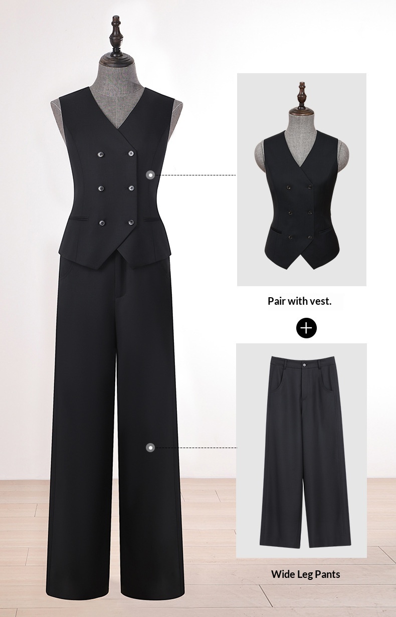 ChicShe New Machine Washable Wool Blazer For Women, High-End Business Suit With Draped Wide-Leg Pants, Professional Set_voghion.com