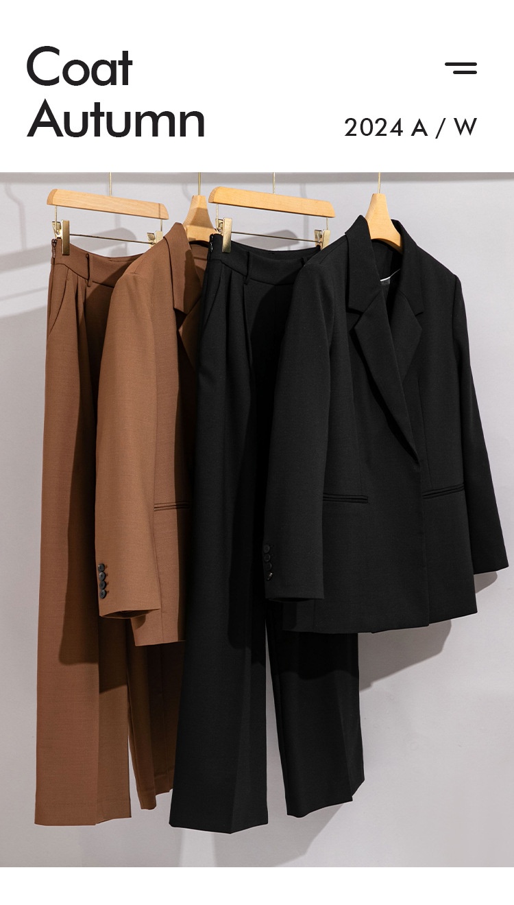 Completo da donna in lana ChicShe, due pezzi, professionale, elegante, con pantaloni a gamba dritta e larga, blazer piccolo_voghion.com