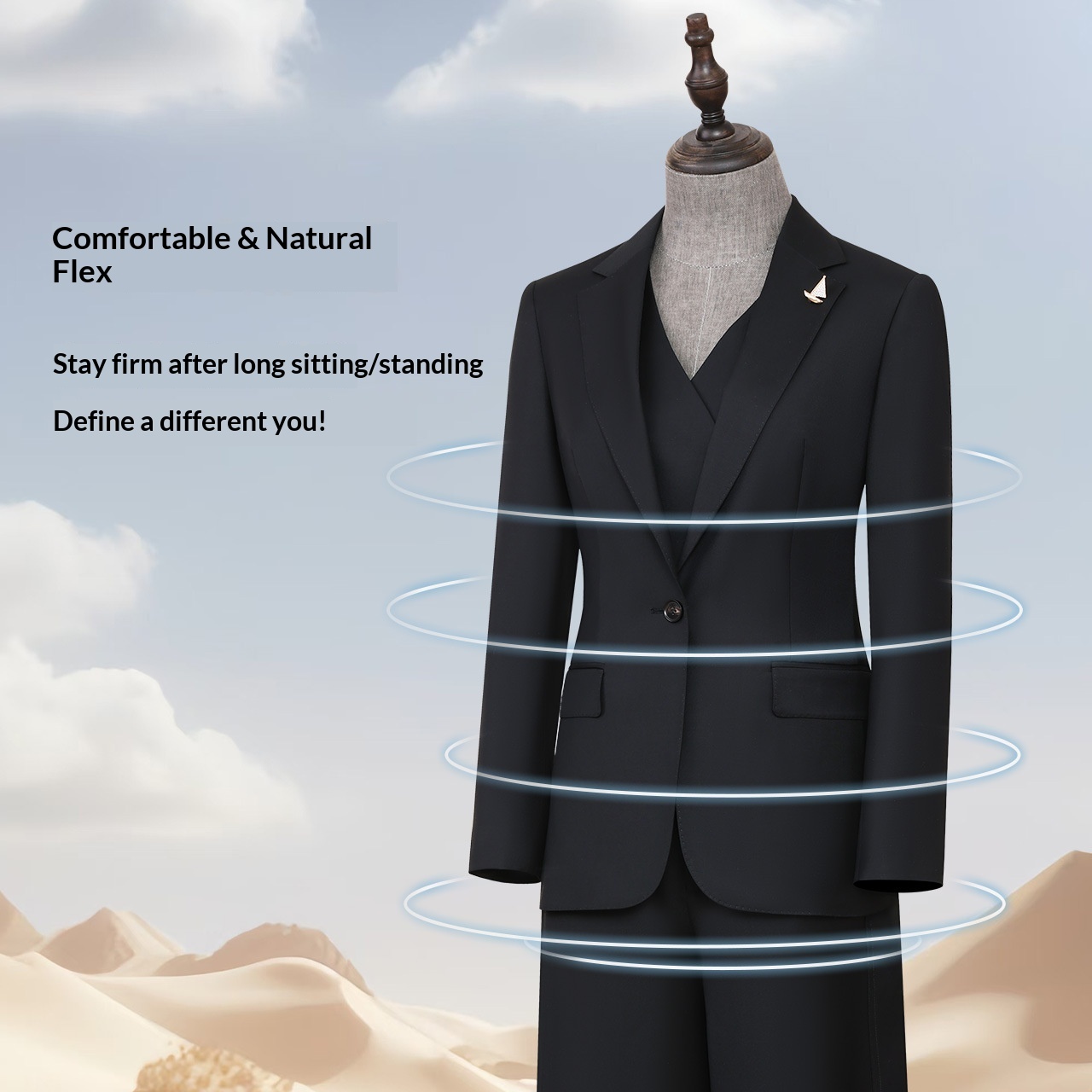 ChicShe New Machine Washable Wool Blazer For Women, High-End Business Suit With Draped Wide-Leg Pants, Professional Set_voghion.com