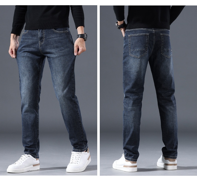 Jeans caldi da ragazzo, gamba dritta, autunno inverno, nuovi, foderati in pile, cotone spesso elasticizzato, vestibilità slim, pantaloni casual da uomo_voghion.com