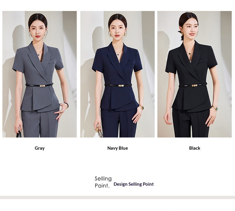 ChicShe Abito estivo sottile a maniche corte professionale per donna Elegante uniforme da receptionist di hotel, abbigliamento da lavoro per negozi di gioielli_voghion.com