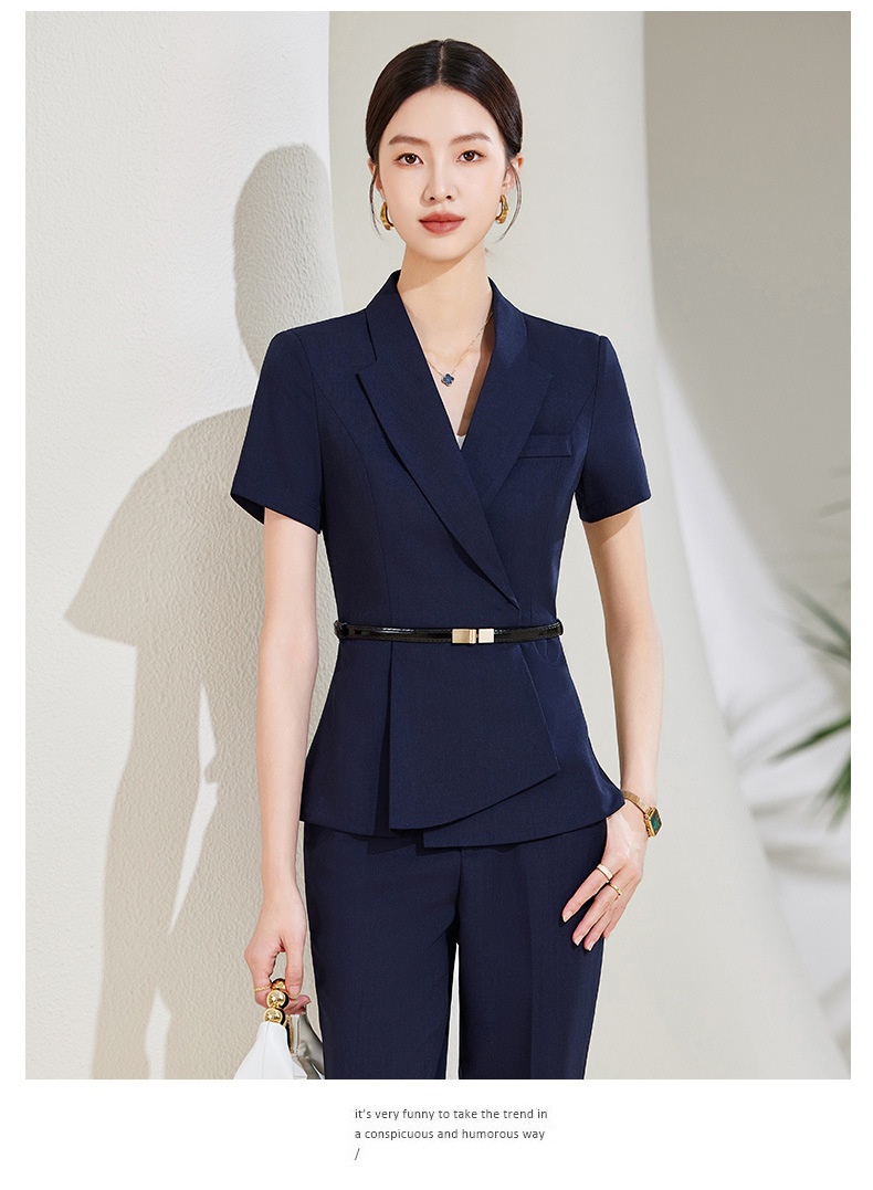 ChicShe Abito estivo sottile a maniche corte professionale per donna Elegante uniforme da receptionist di hotel, abbigliamento da lavoro per negozi di gioielli_voghion.com