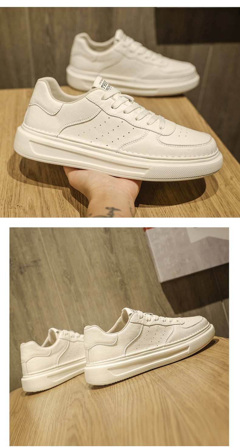 Glide Men's 2025 New Spring Versatile Breathable Leather Casual White Sneakers Non-Slip Youth Sports Trend Shoes_voghion.com