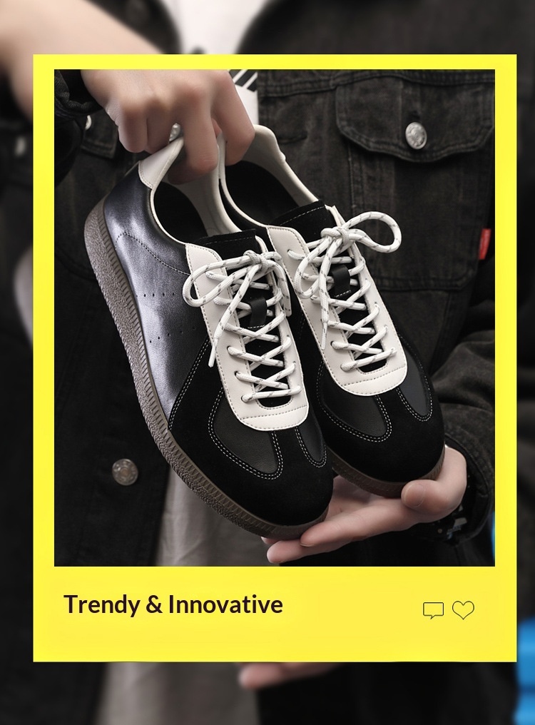 Glide 2025 Spring New Genuine Leather Trendy Niche Flat Sports Casual Versatile Sneakers Men's Retro German Training Shoes_voghion.com