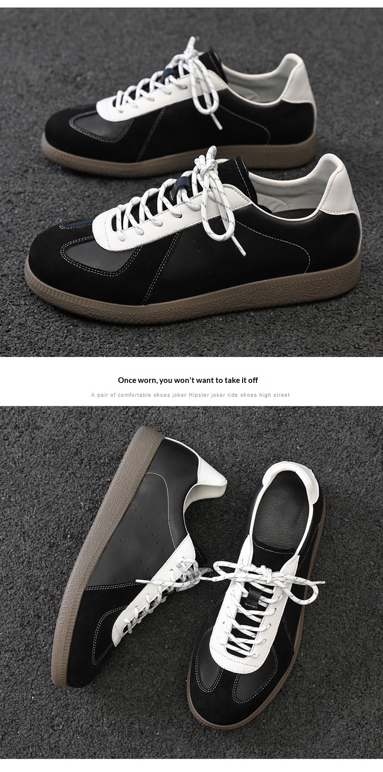 Glide 2025 Spring New Genuine Leather Trendy Niche Flat Sports Casual Versatile Sneakers Men's Retro German Training Shoes_voghion.com