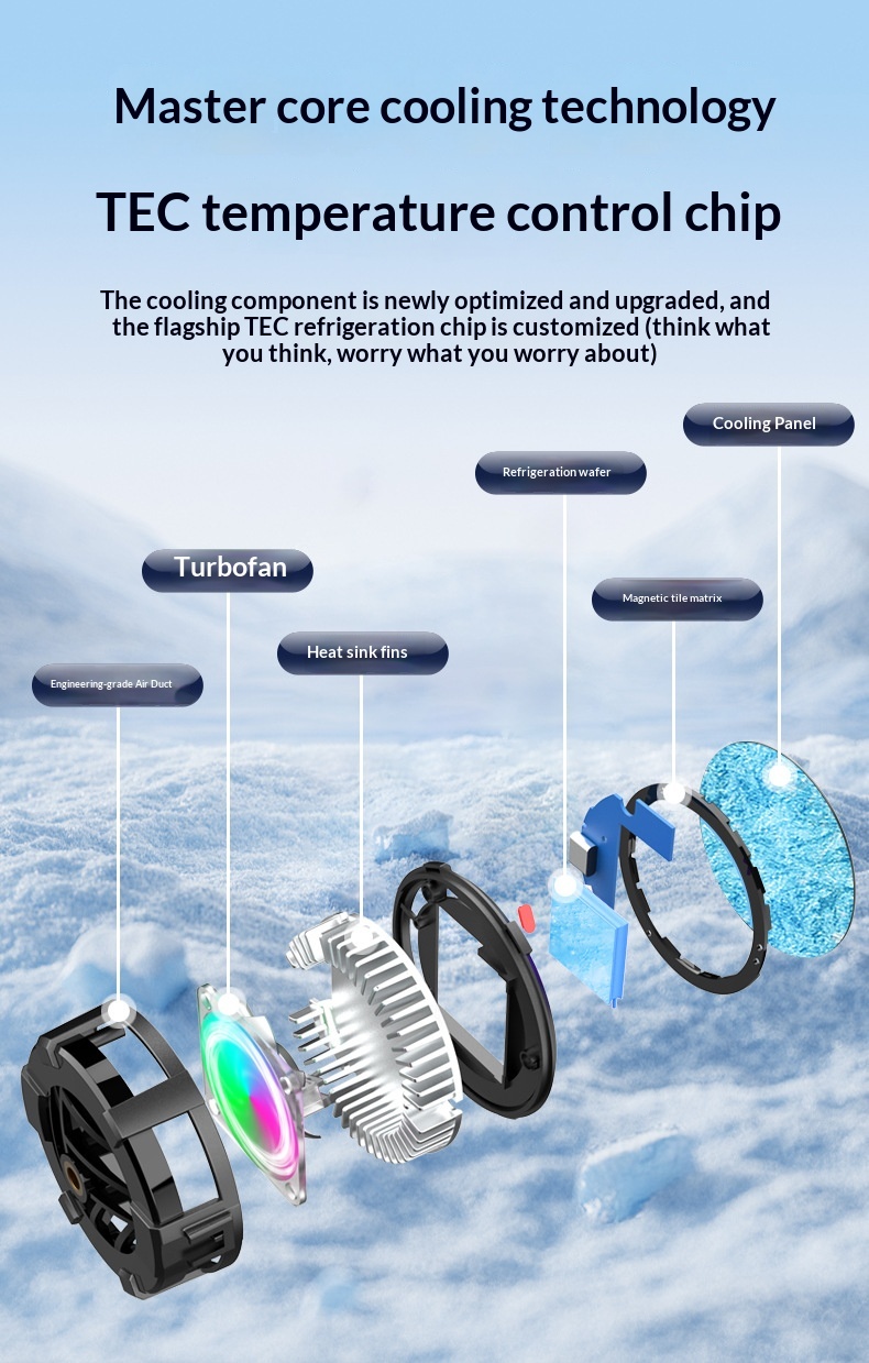 Digitex Mobile Phone Cooler Semiconductor True Game No Frame Drops Magnetic Back Clip Fan Rapid Cooling Black Technology_voghion.com