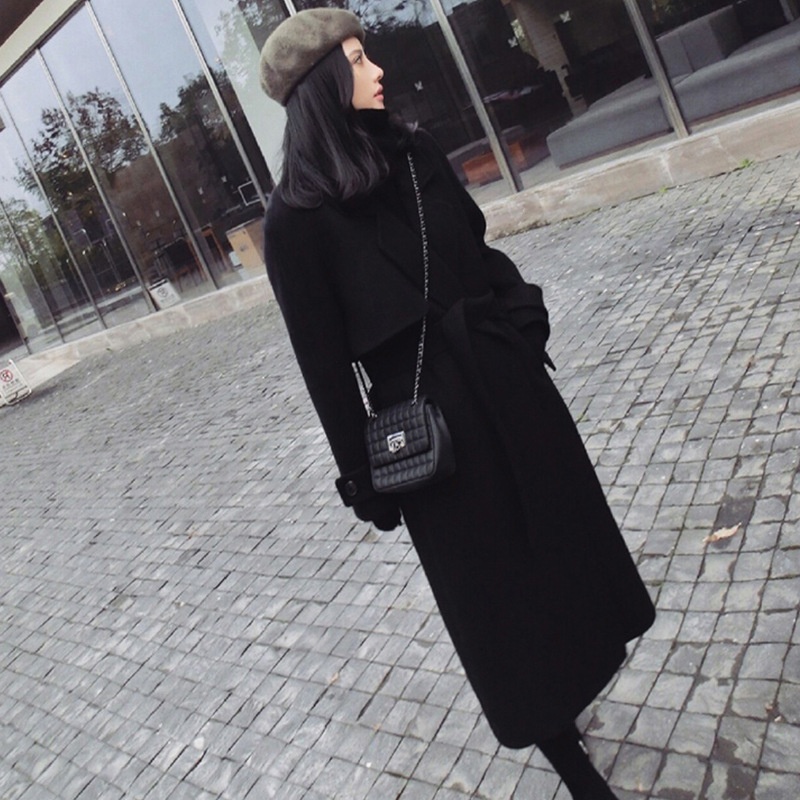 Women's Clothing Women's Clothing Black Wool Coat Mid-Length 2025 Autumn New Fashion Thick Loose Slim Fit Korean Style Women's Woolen Jacket_voghion.com