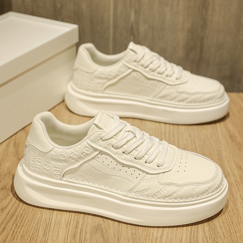 Glide European Suit British Style Thick-Soled White Autumn Breathable Thin Non-Slip Men's Trendy Shoes_voghion.com