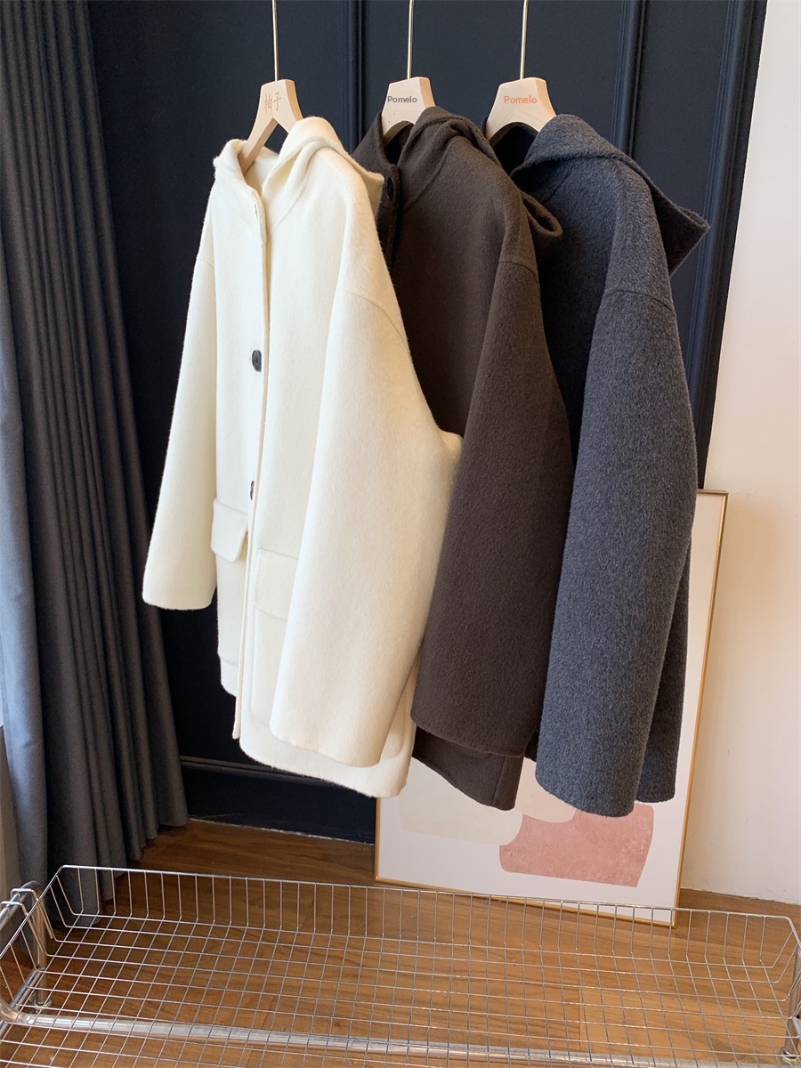 Women's Clothing Women's Clothing Heavyweight Practical!Alpaca Silk Double-Sided Wool Hooded Coat Short Woolen Overcoat G070507_voghion.com