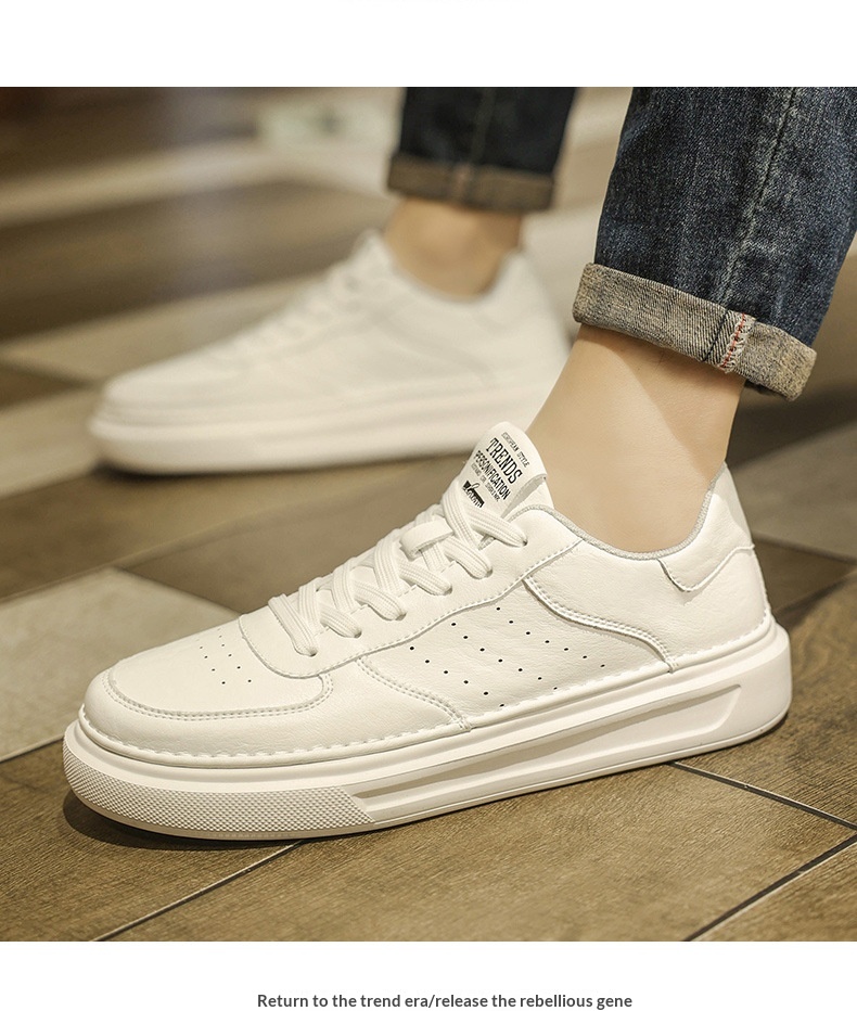 Glide Men's 2025 New Spring Versatile Breathable Leather Casual White Sneakers Non-Slip Youth Sports Trend Shoes_voghion.com