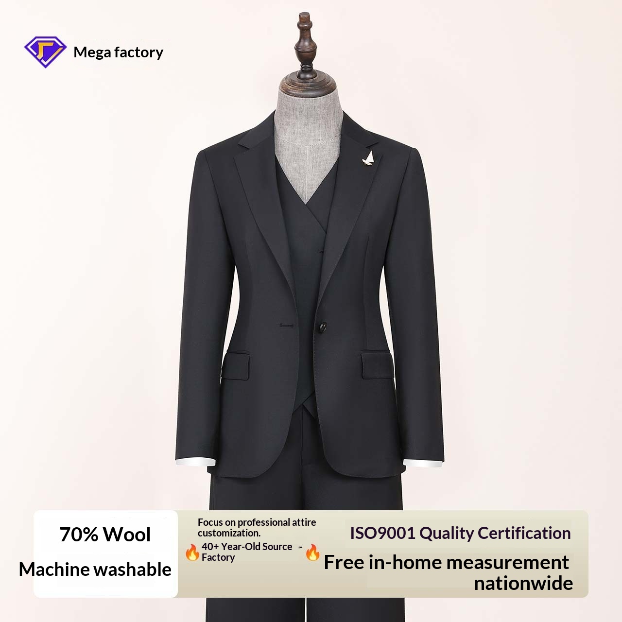 ChicShe New Machine Washable Wool Blazer For Women, High-End Business Suit With Draped Wide-Leg Pants, Professional Set_voghion.com
