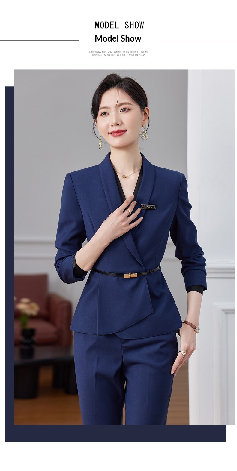 Completo professionale grigio ChicShe per donna, abbigliamento formale autunnale di alta gamma per receptionist di hotel, completo da lavoro per gioielleria_voghion.com