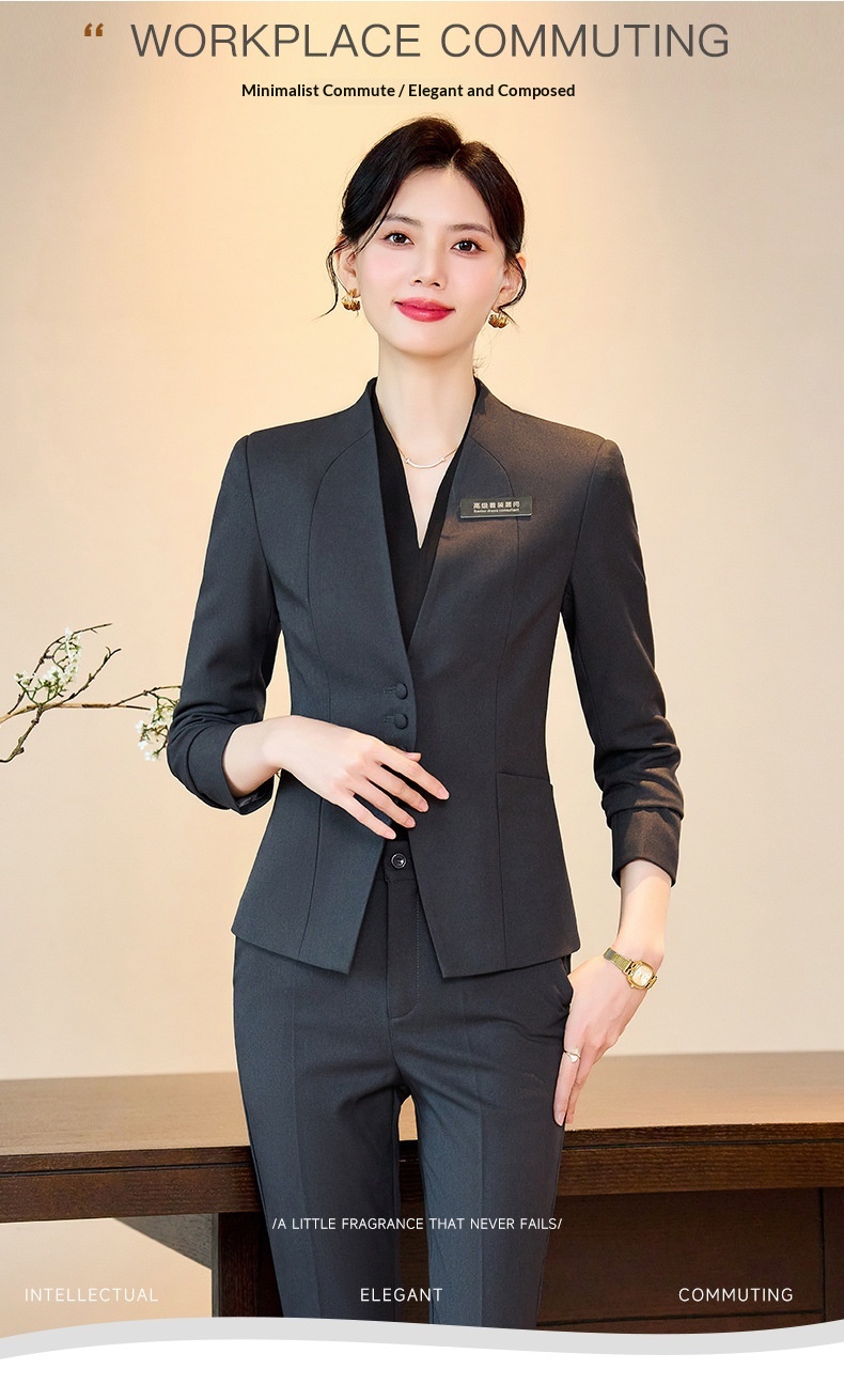 ChicShe Manufacturer Spring And Autumn Elegant Slim Fit Hotel Manager Jewelry Store Gold Shop Professional Suit Set Women's_voghion.com