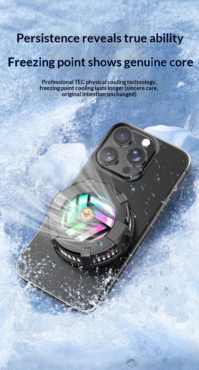 Digitex Mobile Phone Cooler Semiconductor True Game No Frame Drops Magnetic Back Clip Fan Rapid Cooling Black Technology_voghion.com