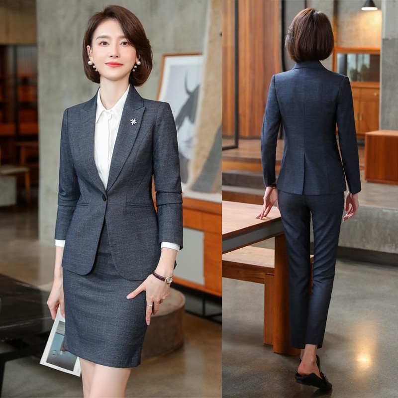 ChicShe Blue Professional Set Goddess Style Spring And Autumn Elegant Formal Suit Hotel Manager Workwear High-end_voghion.com