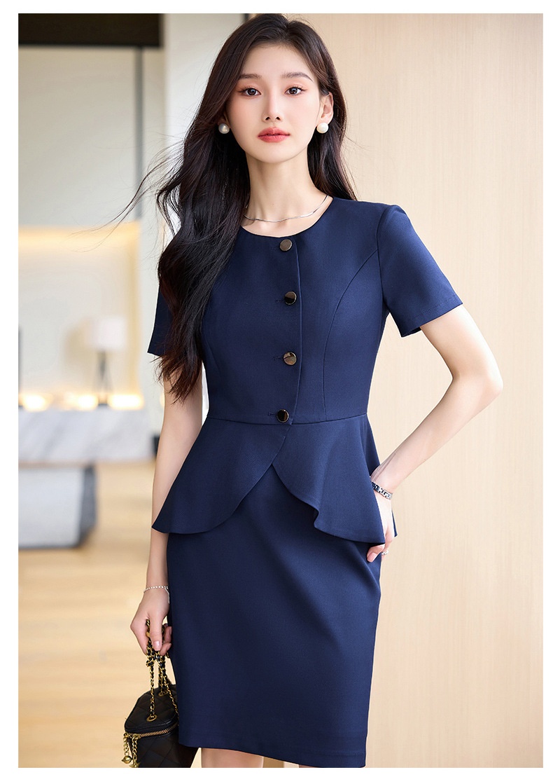 ChicShe 2024 Summer New Apricot Short Sleeve Professional Casual Jacket Women Pants Skirt Simple Elegant Two-Piece Set_voghion.com