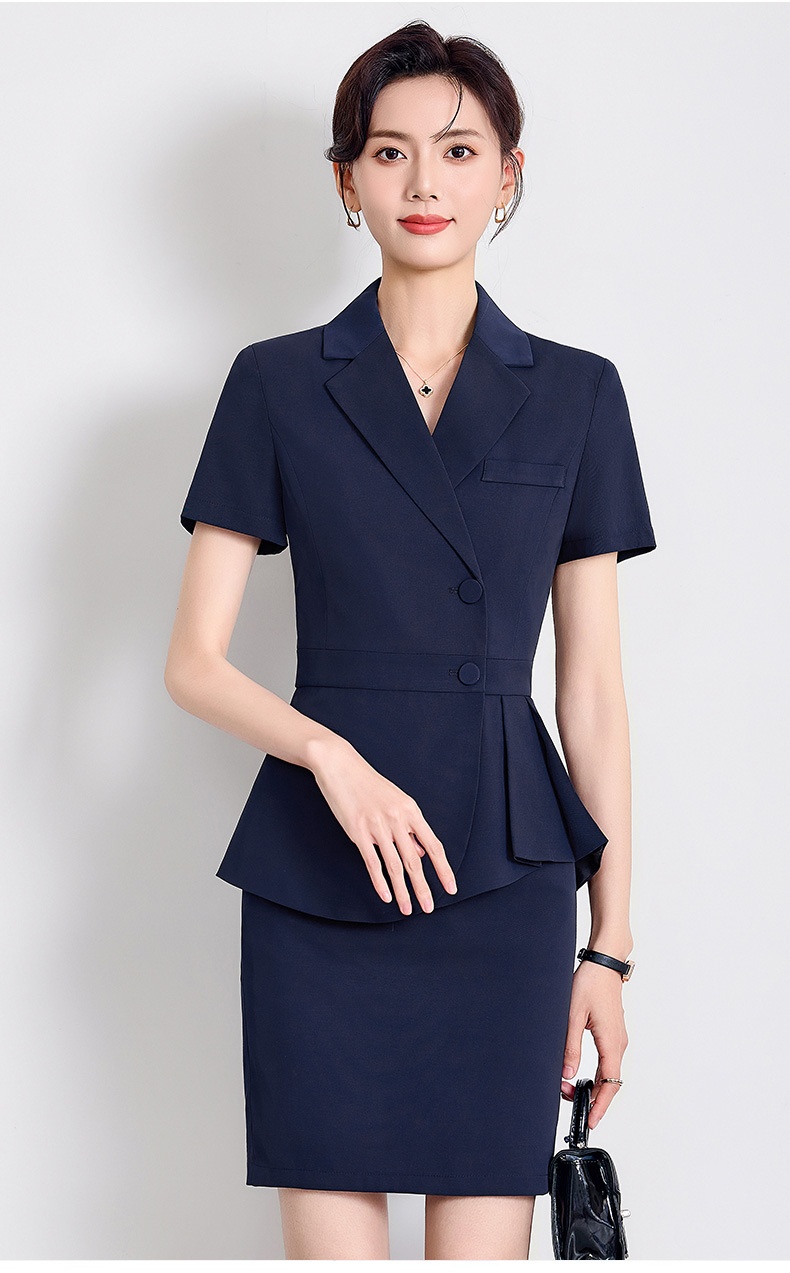 ChicShe Professional Gray Short Sleeve Small Suit Collar Jacket Women Pants Skirt Summer Outfit 2025 New Three-Piece Set_voghion.com