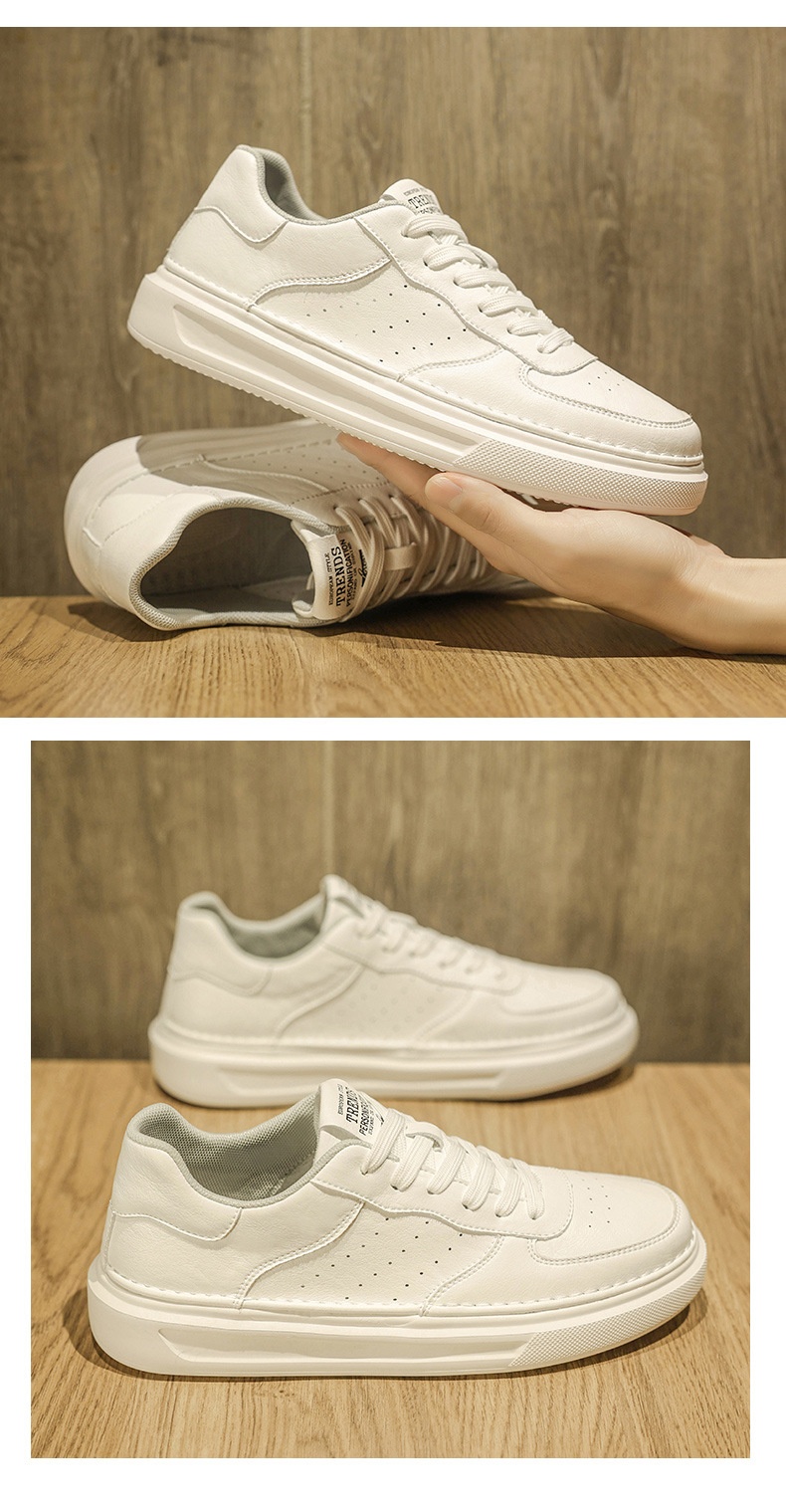 Glide Men's 2025 New Spring Versatile Breathable Leather Casual White Sneakers Non-Slip Youth Sports Trend Shoes_voghion.com